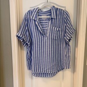 Rails Blue and White Striped Button Down Shirt